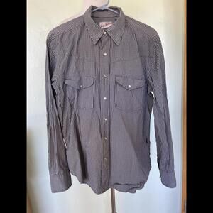 GAP Men’s Vintage Western Pearl Snap Button Up Shirt Gray Plaid Medium M 15-0043